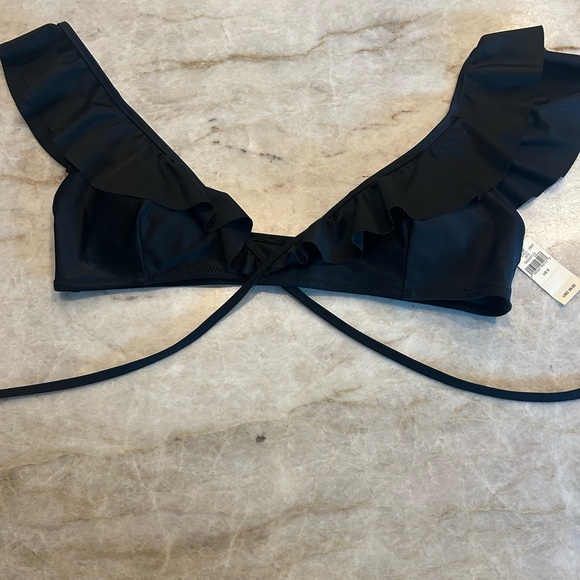 NWT Aerie black ruffle wrap bikini top! - Picture 3 of 3